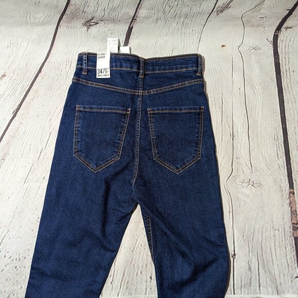 ZARA Blue White Stripe Hi-Rise Shaper Ankle Length Super Elastic Jeans 2 - Picture 2 of 4
